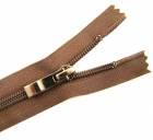 Nylon spiral zip fasteners T7 -50cm with decorative slider dark nickel - colour brown