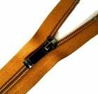 Nylon spiral zip fasteners T7 -50cm with decorative slider dark nickel - colour light brown